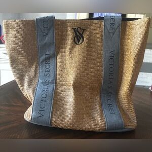 Victoria's Secret Woven Tan and Gray Tote